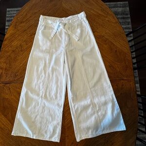 Kensie Crisp Wide Leg White Denim Pants